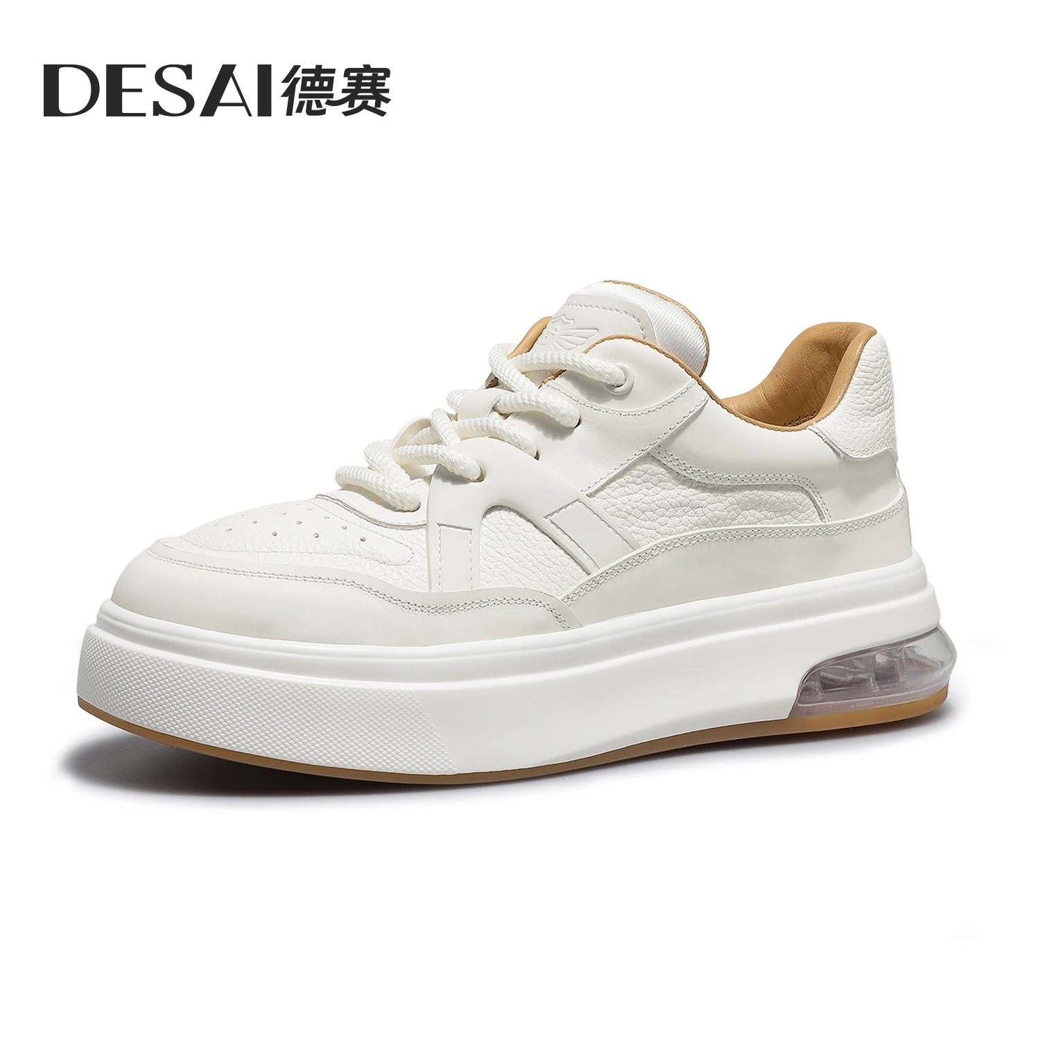 Desai Men's New sports shoes Low-top height-increasing Retro footwear with soft soles and Genuine leather sneakers Fashion