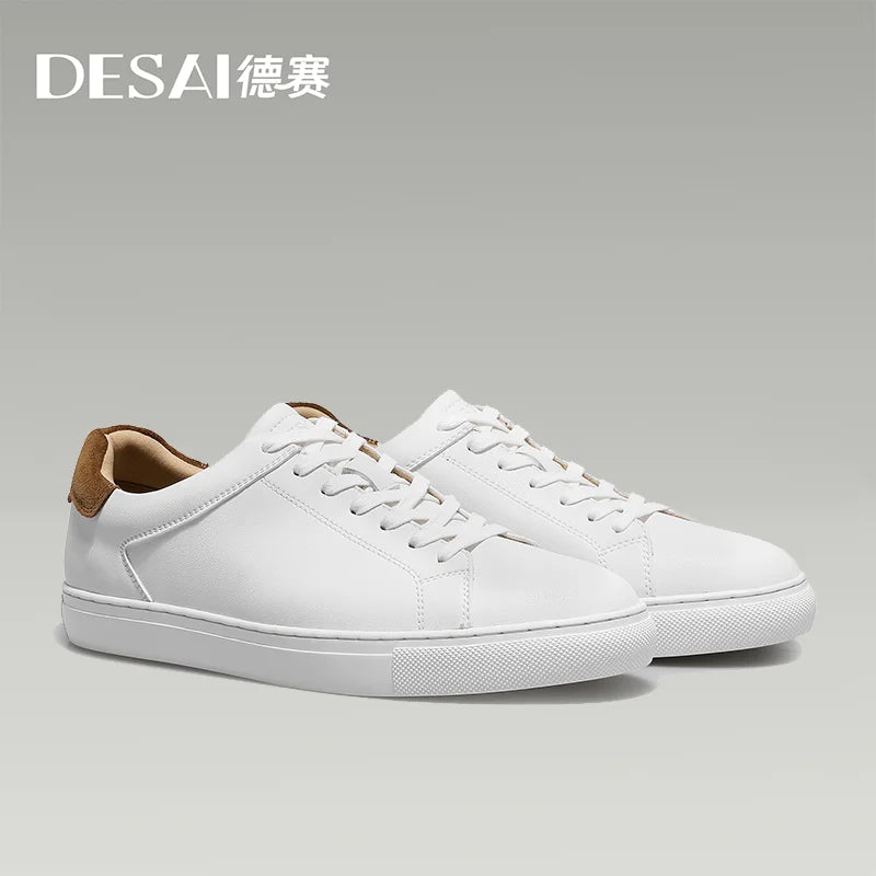 DESAI Full Grain Genuine Leather Casual Men Women Couple Shoes Brand White Sports Sneakers Shoe 2022 New Arrival Fashion Size 13