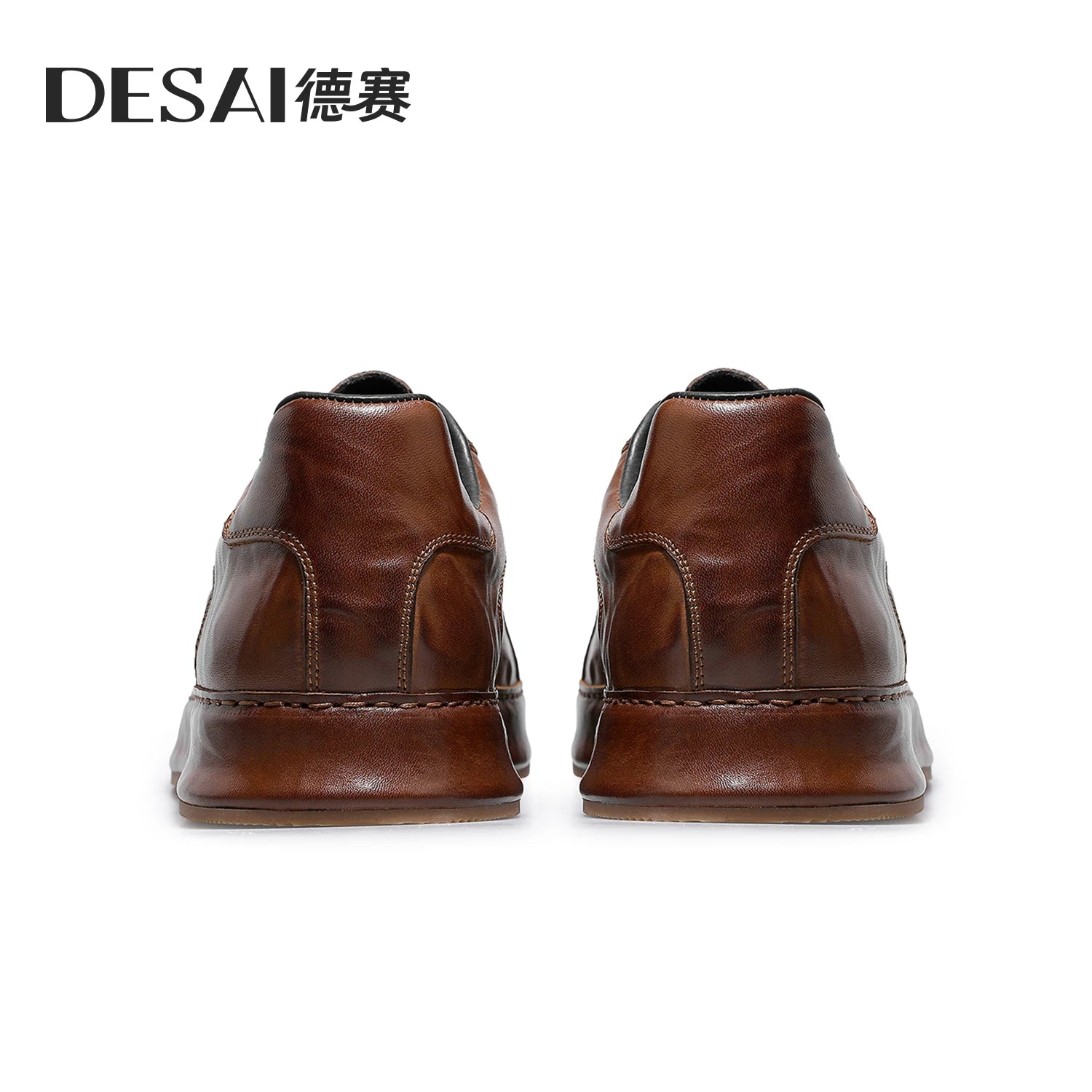Desai Men's winter German trainer shoes leather wear-resistant casual board shoes low top classic sports commuter footwear