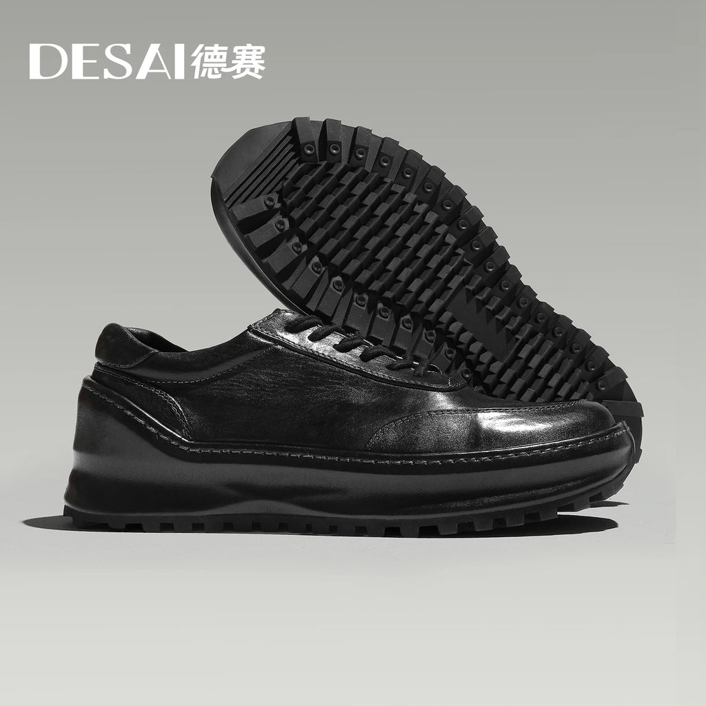 Desai [High-grade horsehide] men's De training shoes retro shoes with classic small white shoes sports casual shoes