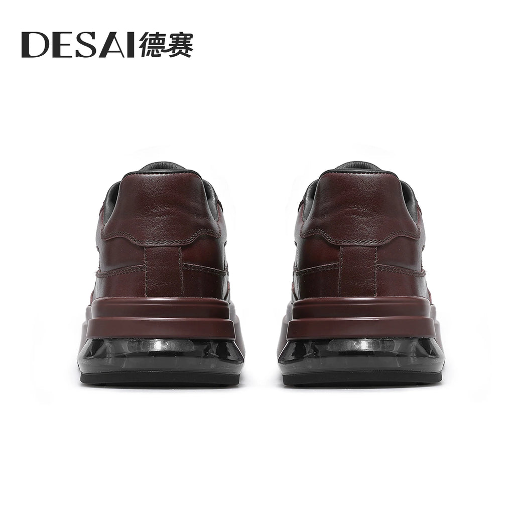 Desai Men's New sports shoes Low-top height-increasing Retro footwear with soft soles and Genuine leather sneakers Fashion