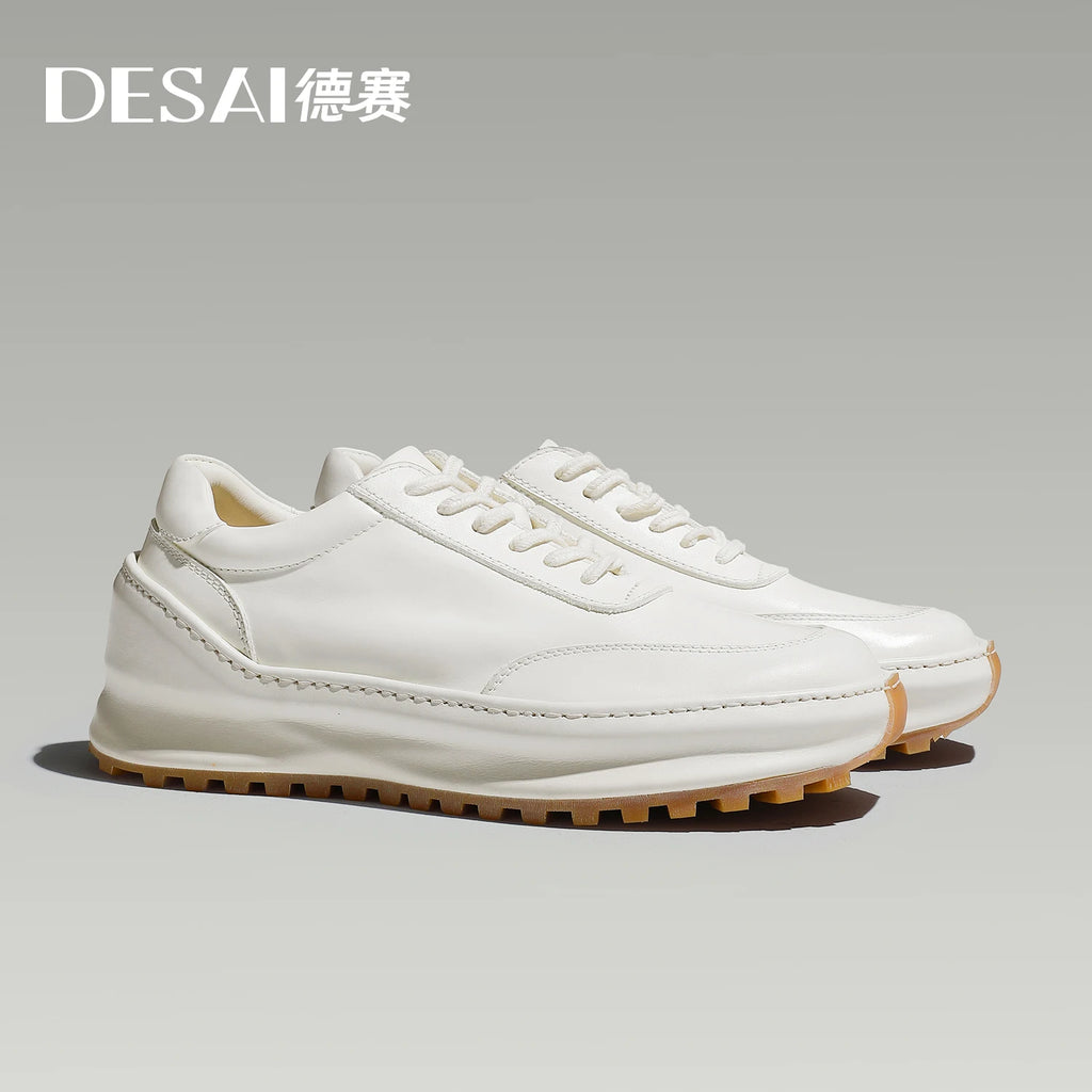Desai [High-grade horsehide] men's De training shoes retro shoes with classic small white shoes sports casual shoes