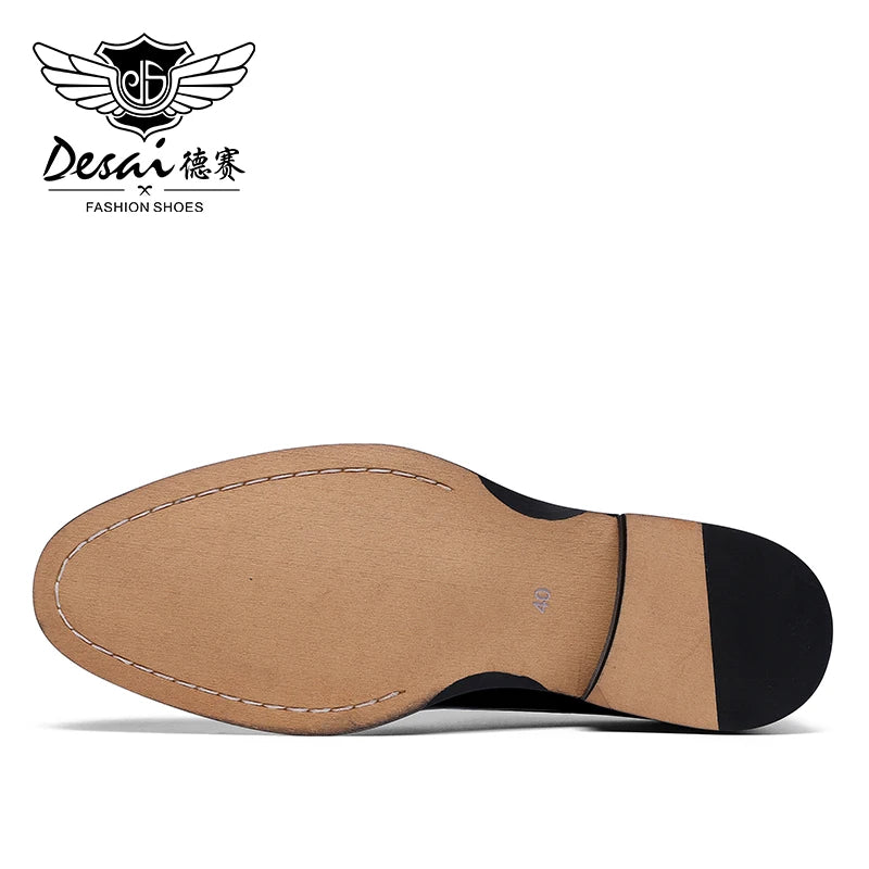 DESAI Derby Mens Dress Shoes Formal Business Lace-up Full Grain Leather Minimalist Shoes for Men Gifts