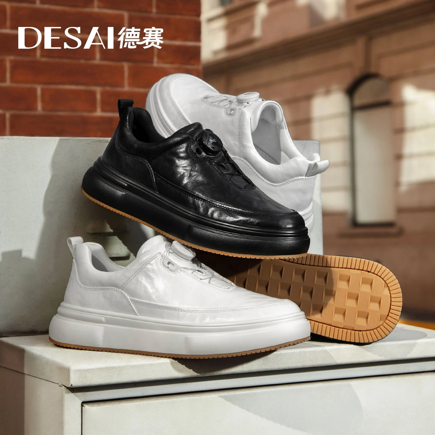 Desai [One button button free lacing] walking shoes men's casual shoes a slip-on lazy sports shoes men's shoes