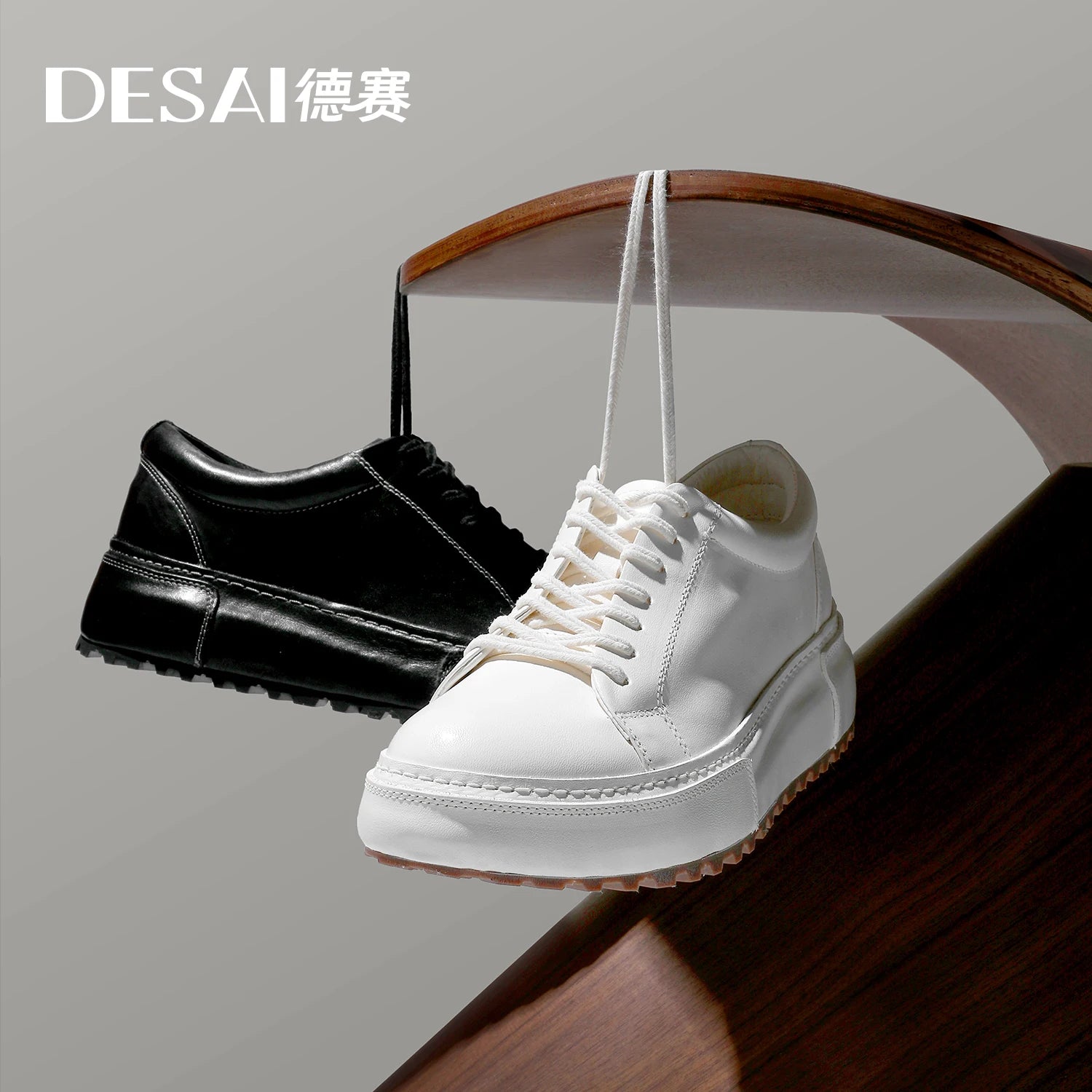 Desai [High-end horsehide] casual shoes men's shoes winter thick soled men's shoes sports board shoes soft soled small white sho