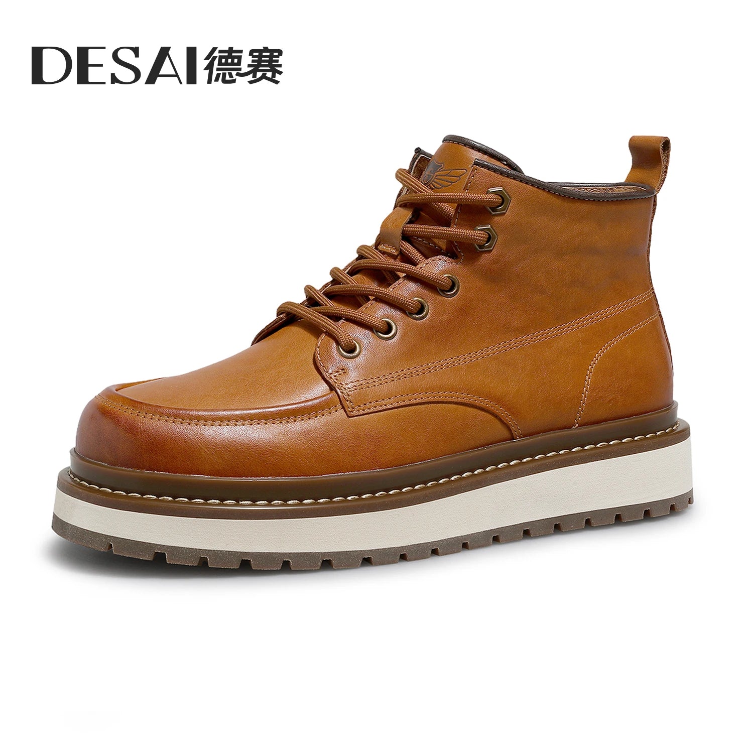 Desai Men's retro British style high top casual men's shoes warm thick sole cargo men's boots