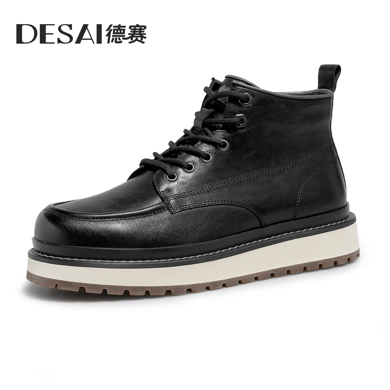 Desai Men's retro British style high top casual men's shoes warm thick sole cargo men's boots