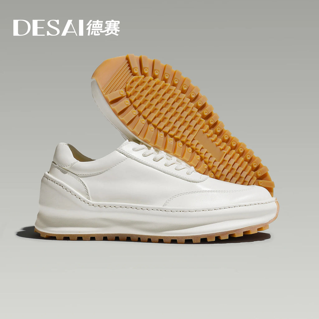 Desai [High-grade horsehide] men's De training shoes retro shoes with classic small white shoes sports casual shoes