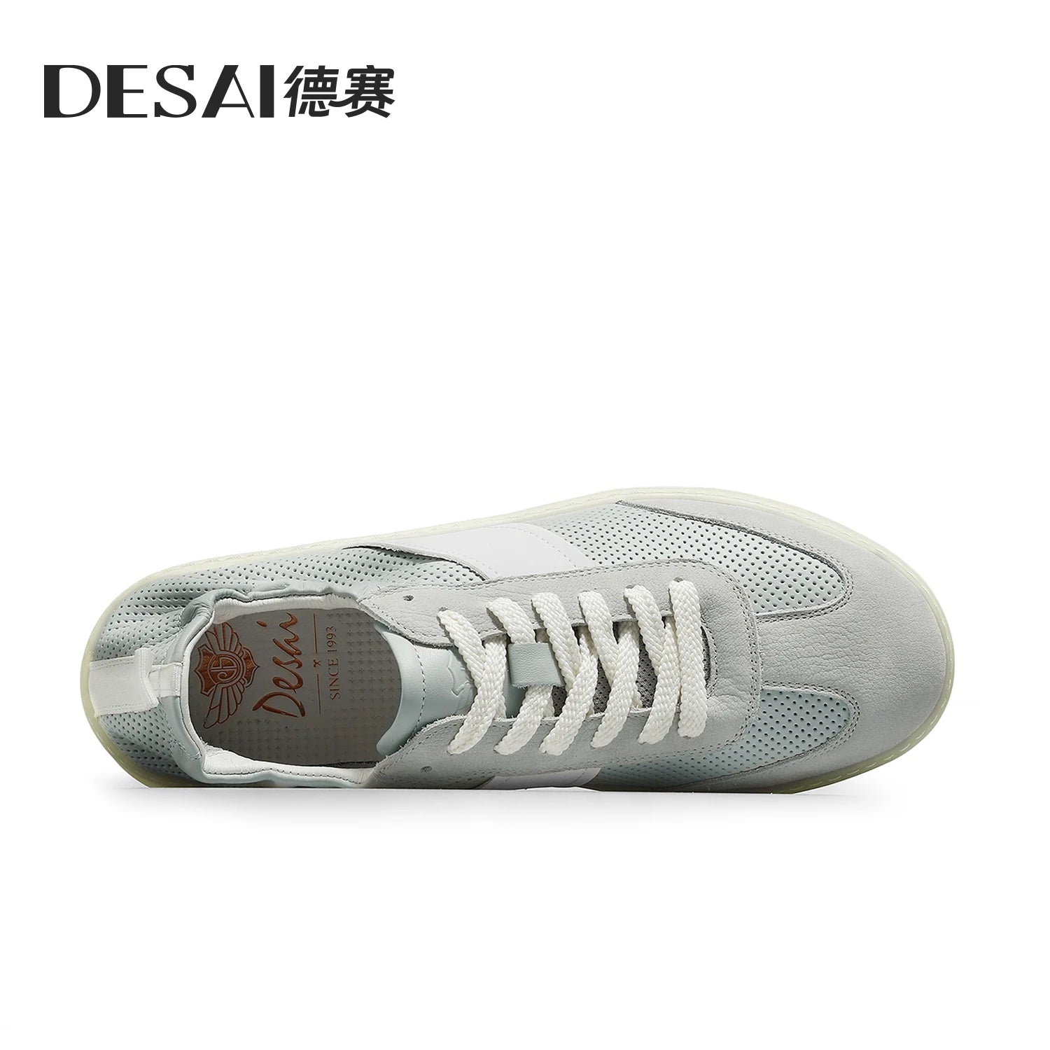DESAI Leather breathable shoes, versatile and lightweight casual shoes, soft soled men's board shoes