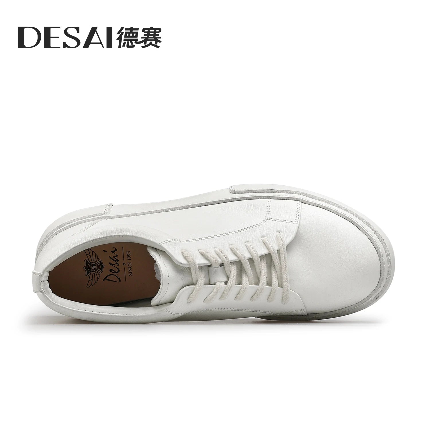 Desai [High-end horsehide] casual shoes men's shoes winter thick soled men's shoes sports board shoes soft soled small white sho