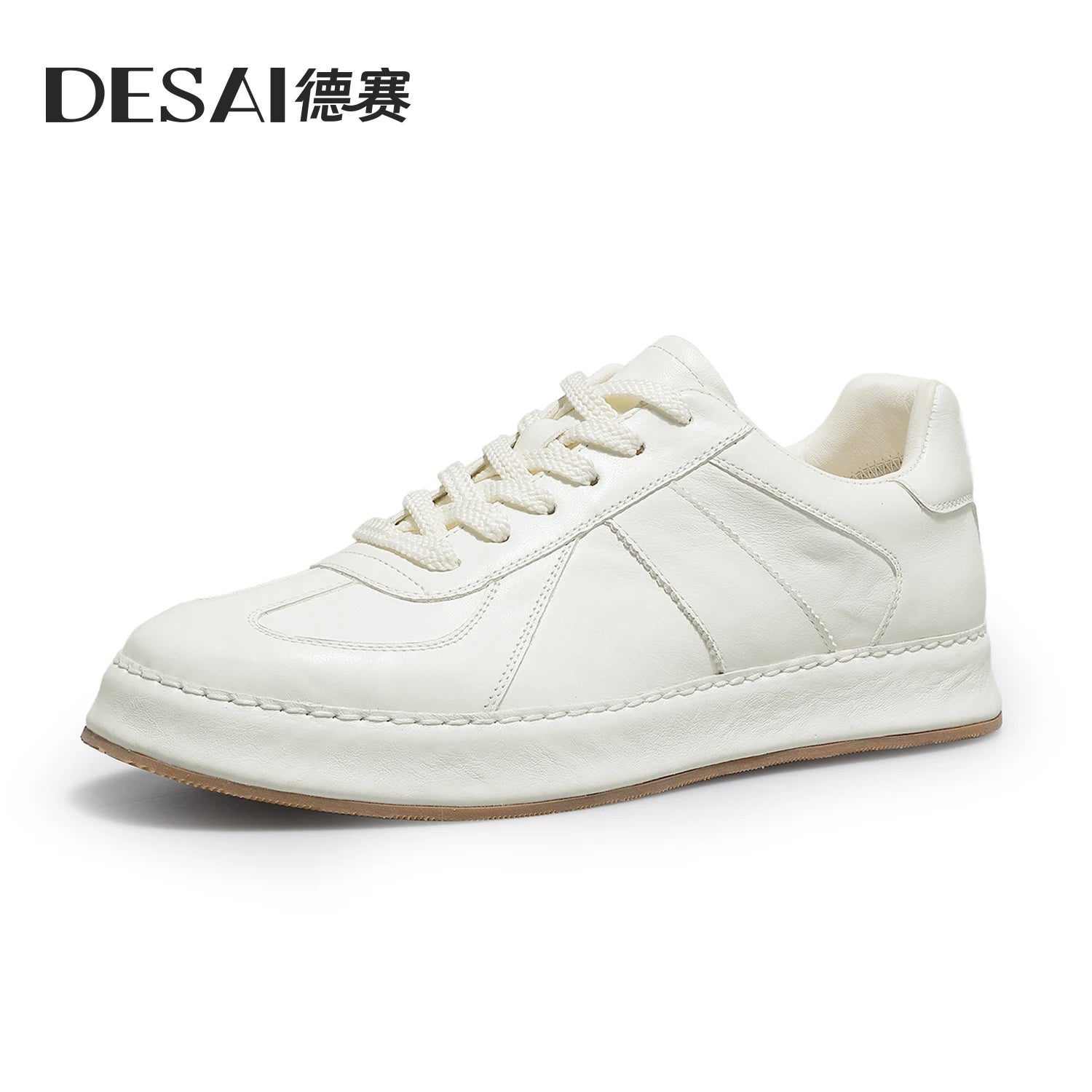 Desai Men's winter German trainer shoes leather wear-resistant casual board shoes low top classic sports commuter footwear