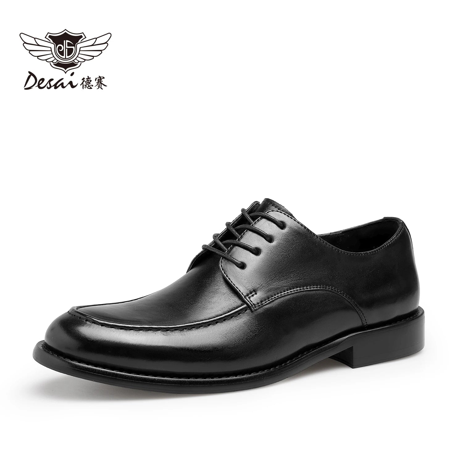 Desai [High-end horsehide] men's leather shoes business formal round head Derby shoes men's leather soft soled handmade footwear