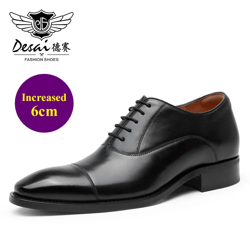 DESAI cap toe Handmade Men's Shoes Business Dress Leather Shoes Men's Pointed Oxford Raised Leather  Shoe