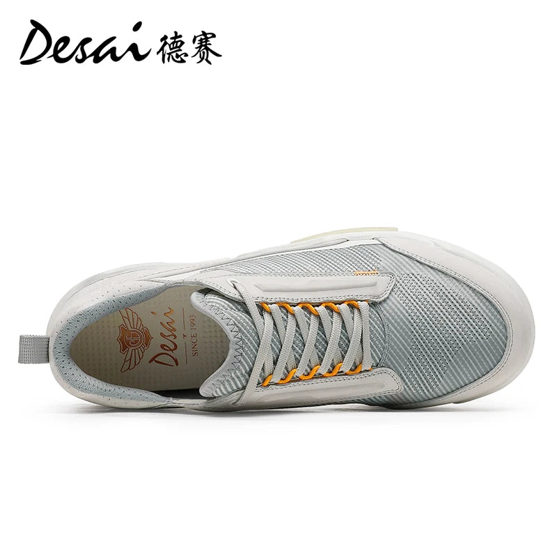 Desai Summer New Sports and Leisure Mesh Shoes Men's Thin Genuine Leather Mesh Surface Breathable Shoes DS20211