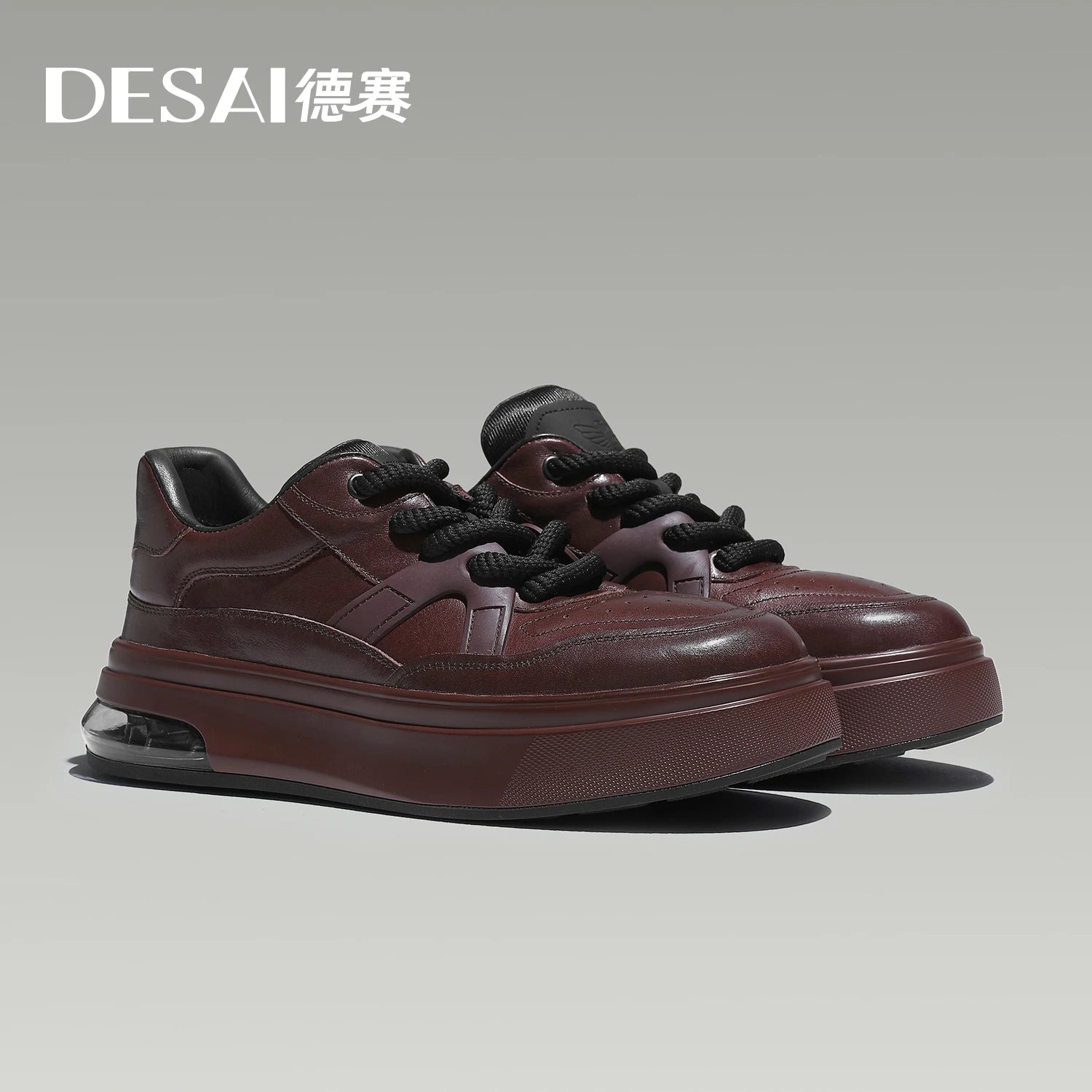 Desai Men's New sports shoes Low-top height-increasing Retro footwear with soft soles and Genuine leather sneakers Fashion