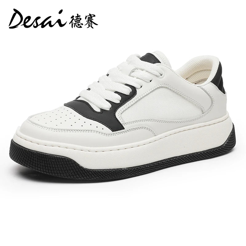 Desai Men's Shoes Summer New Mesh Breathable Casual Shoes Men's Board Shoes Versatile Bread Shoes Soft Sole Elevated Shoe DS2026