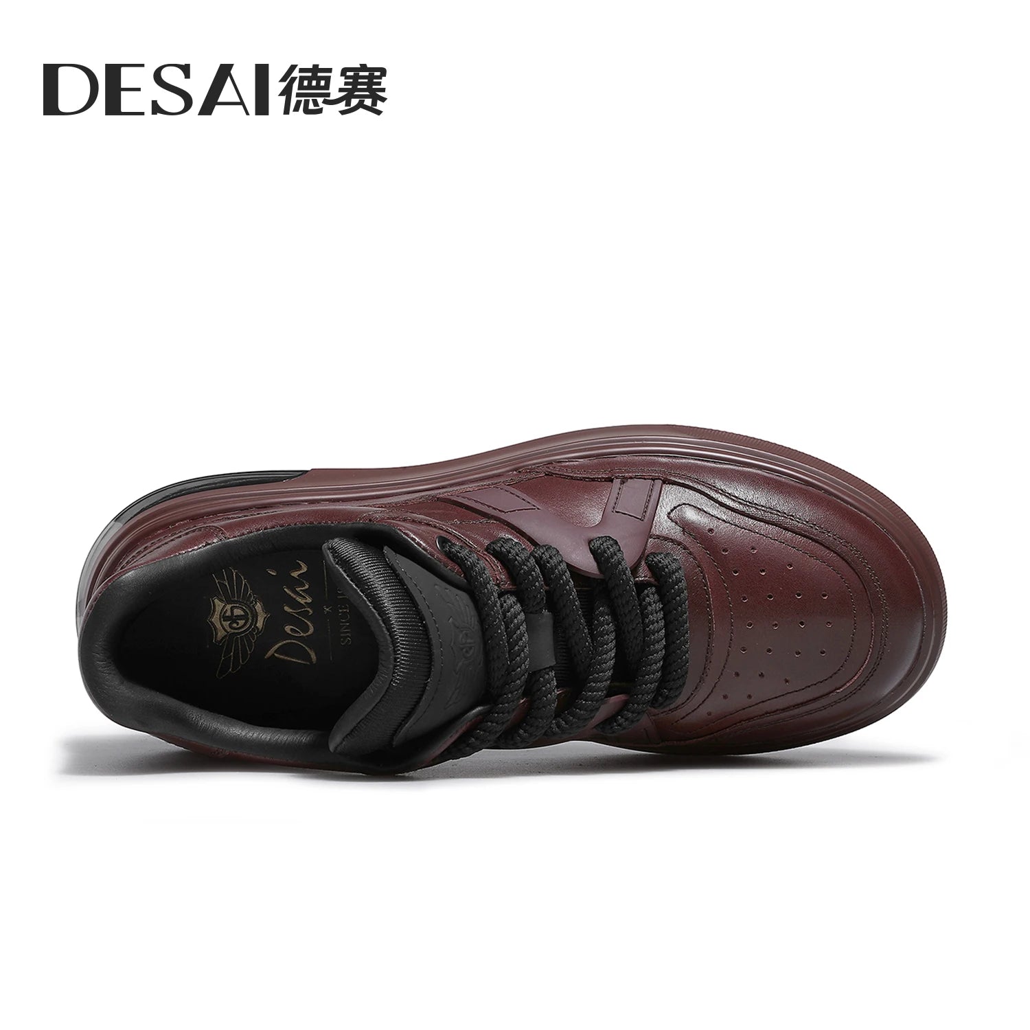 Desai Men's New sports shoes Low-top height-increasing Retro footwear with soft soles and Genuine leather sneakers Fashion