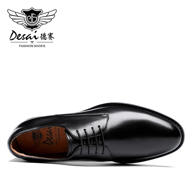 DESAI Derby Mens Dress Shoes Formal Business Lace-up Full Grain Leather Minimalist Shoes for Men Gifts