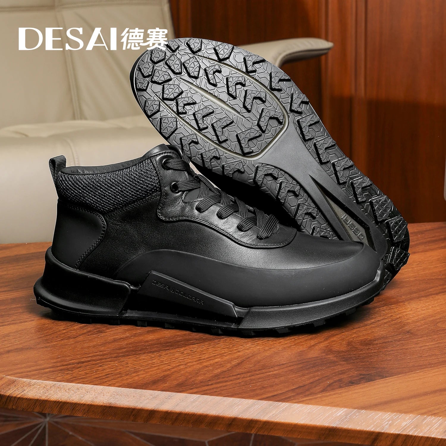 Desai [ Graphene fast heat triple technology ] winter fleece warm casual shoes men's leather sports shoes