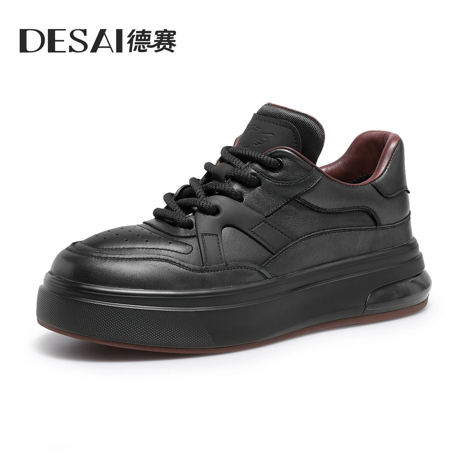 Desai Men's New sports shoes Low-top height-increasing Retro footwear with soft soles and Genuine leather sneakers Fashion