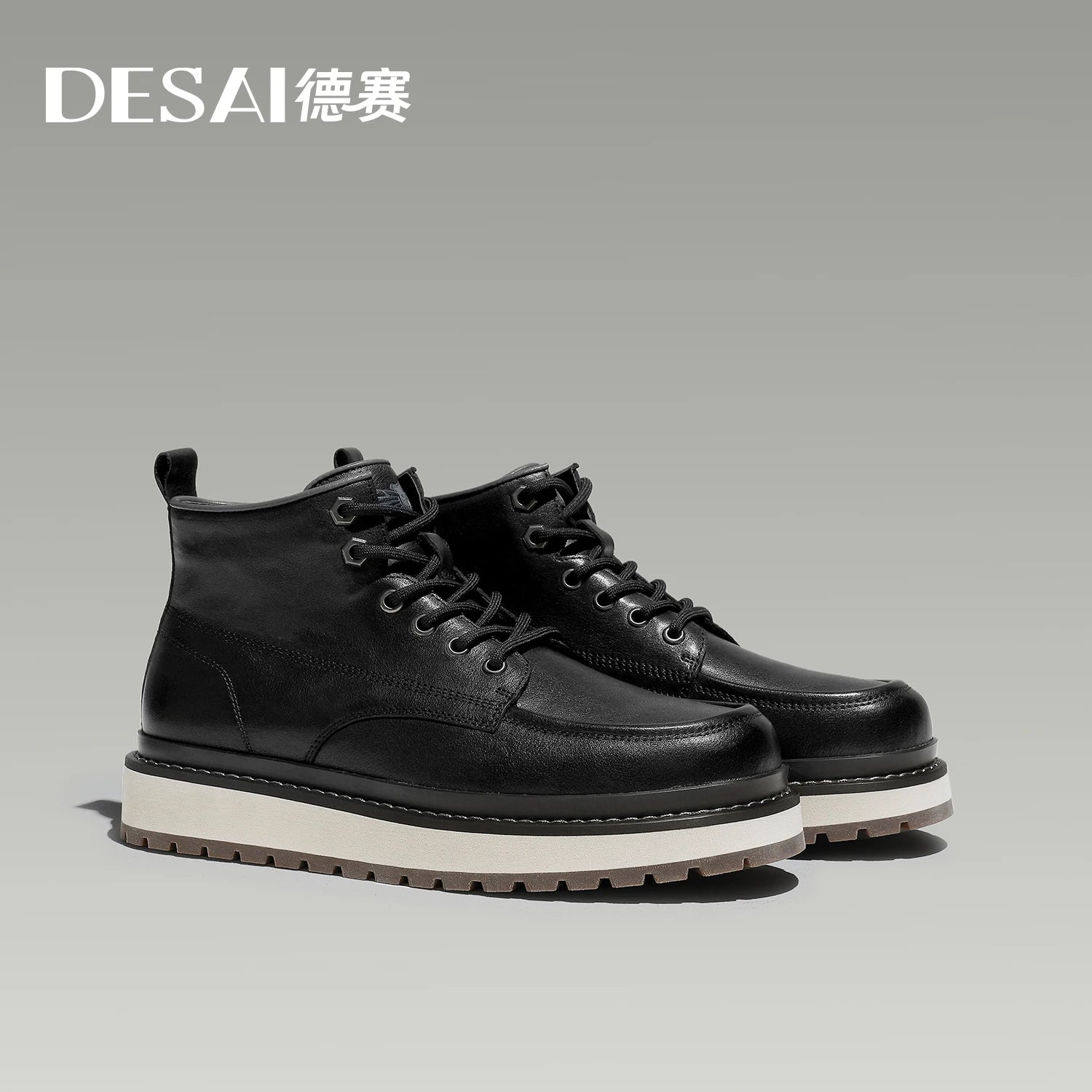 Desai Men's retro British style high top casual men's shoes warm thick sole cargo men's boots