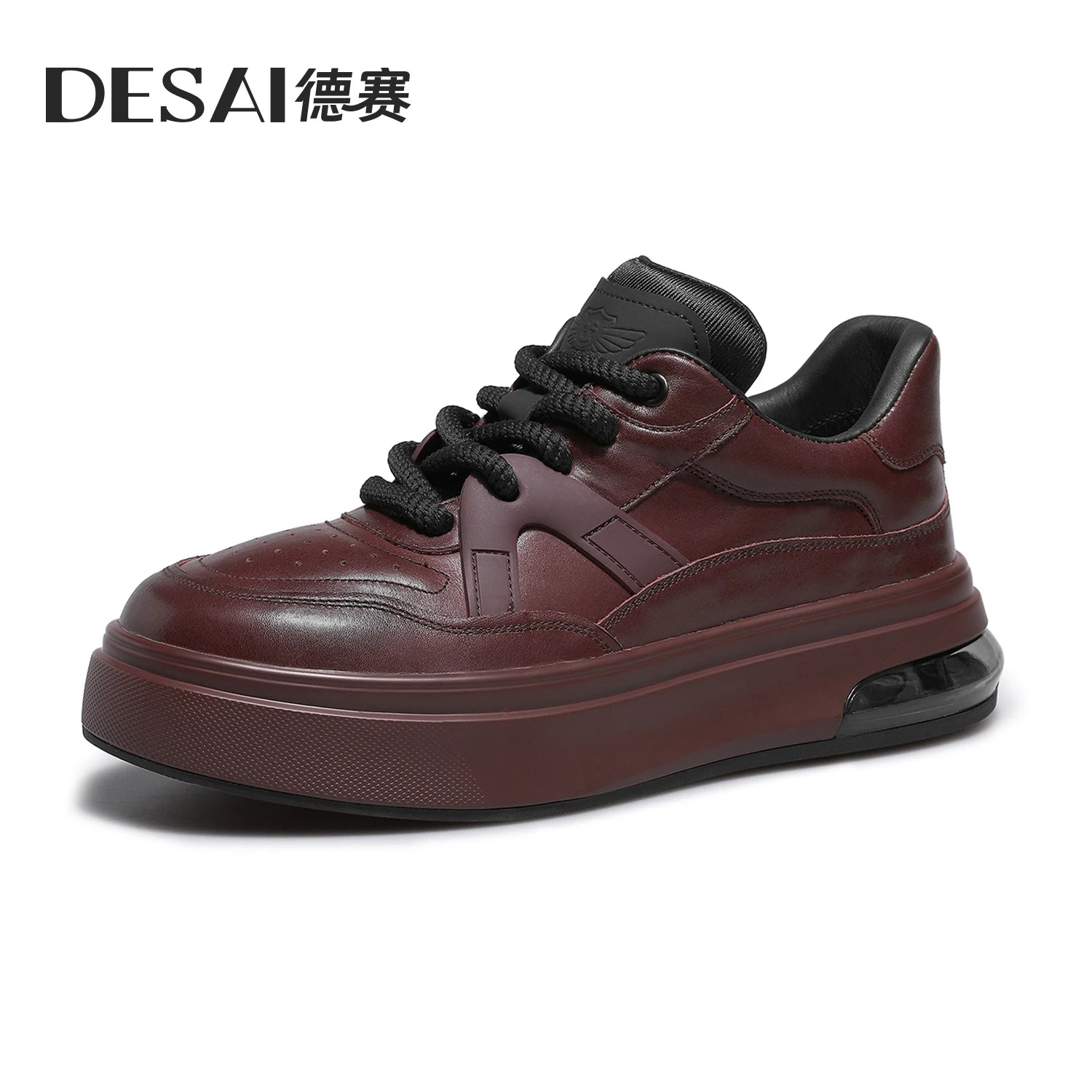 Desai Men's New sports shoes Low-top height-increasing Retro footwear with soft soles and Genuine leather sneakers Fashion