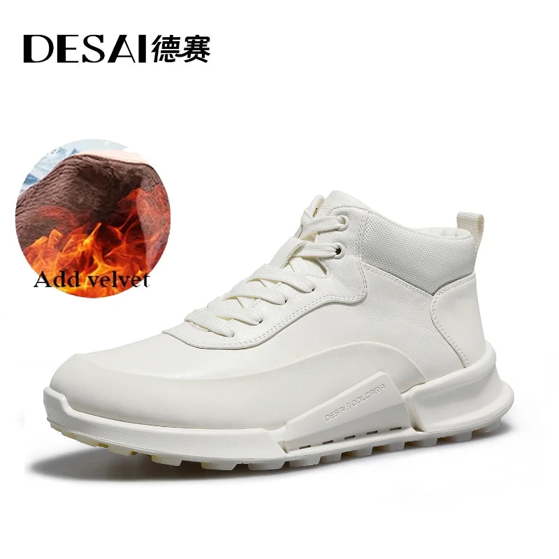 Desai [ Graphene fast heat triple technology ] winter fleece warm casual shoes men's leather sports shoes