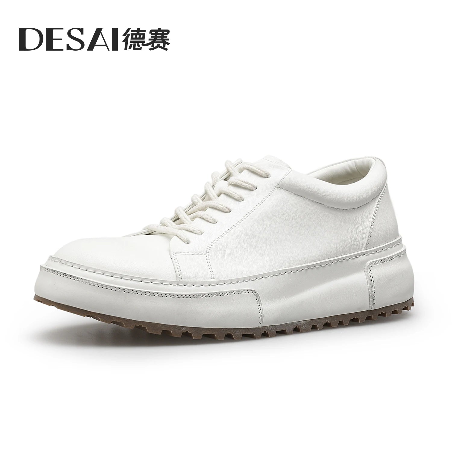 Desai [High-end horsehide] casual shoes men's shoes winter thick soled men's shoes sports board shoes soft soled small white sho