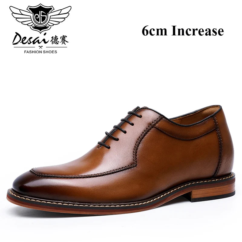 Desai Men Dress Shoes Oxfords Genuine Leather Italian Formal Shoes For Man Party Classic Black Height increasing Wedding Gifts