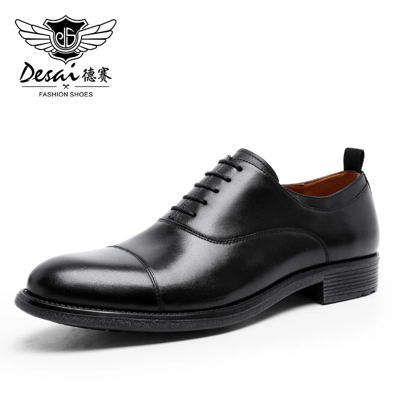 DESAI Men Shoes Dress Genuine Leather Formal Business Work Soft For Man Male Men's Oxford Flats Shoe Large Size For Men Gifts