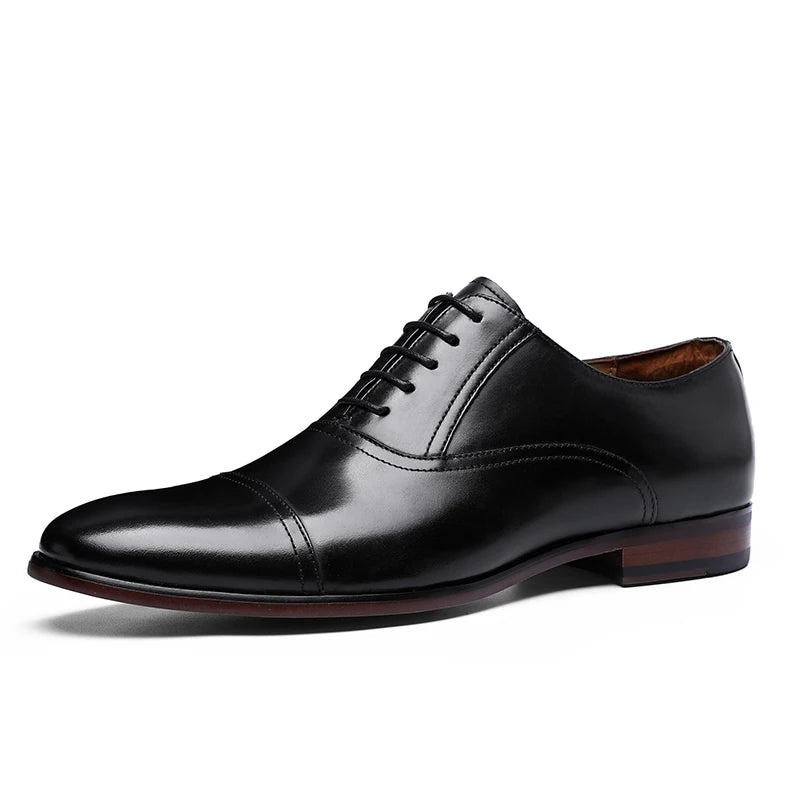 DESAI Brand Full Grain Genuine Leather Business Men Dress Shoes Wedding Oxford Shoes For Men Large Size Black Popular Gifts