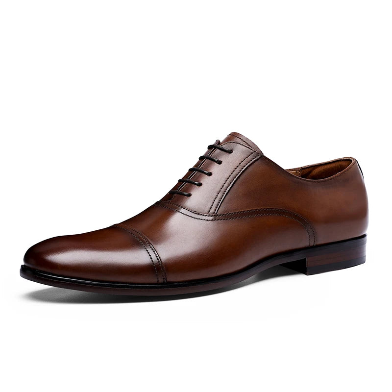 DESAI Brand Full Grain Genuine Leather Business Men Dress Shoes Wedding Oxford Shoes For Men Large Size Black Popular Gifts