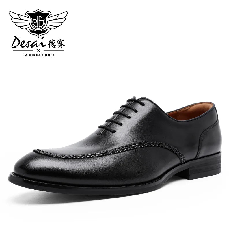 Desai Elegant Genuine Leather British Toe Men's Shoes Carved Business Shoes For Men Classic Dress Formal Wedding Gifts