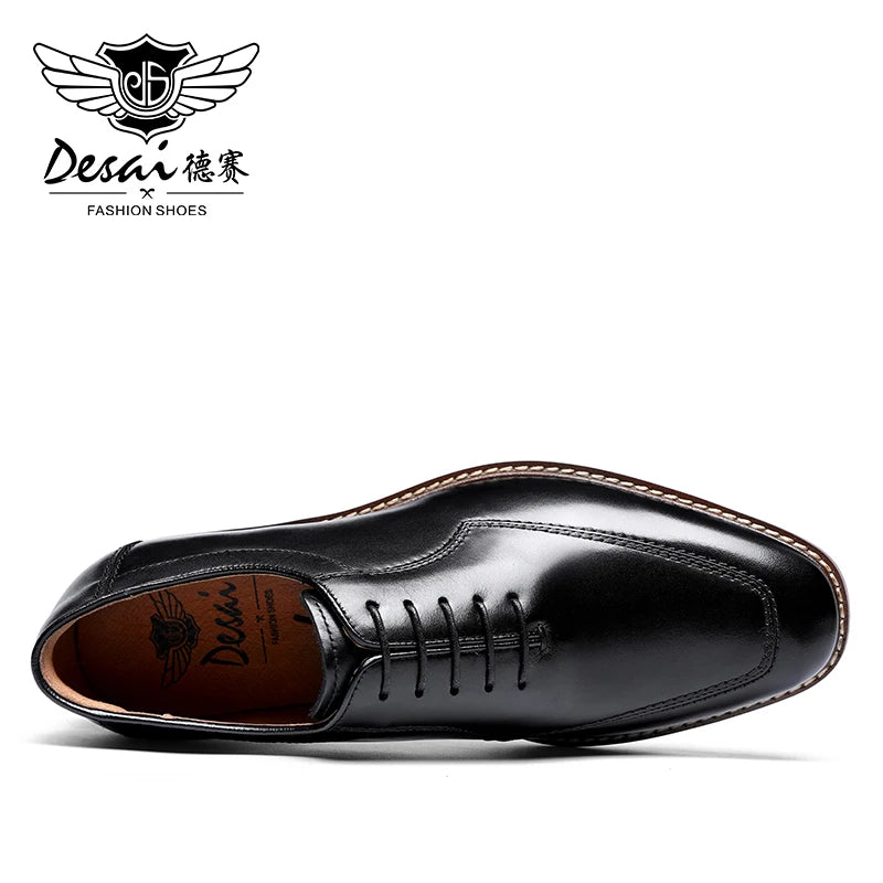Desai Men Dress Shoes Oxfords Genuine Leather Italian Formal Shoes For Man Party Classic Black Height increasing Wedding Gifts