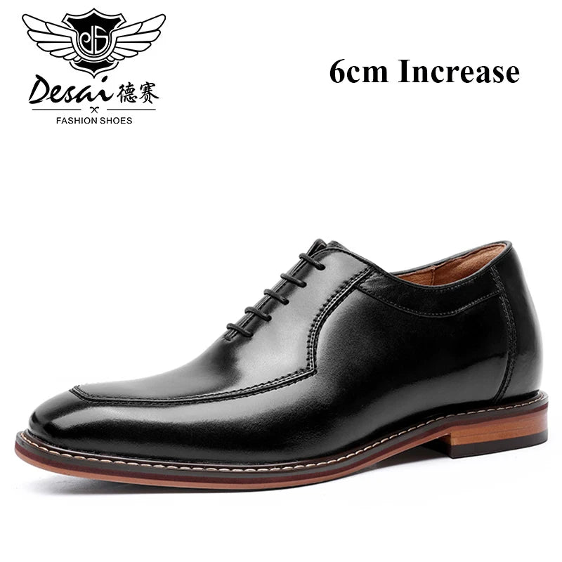 Desai Men Dress Shoes Oxfords Genuine Leather Italian Formal Shoes For Man Party Classic Black Height increasing Wedding Gifts