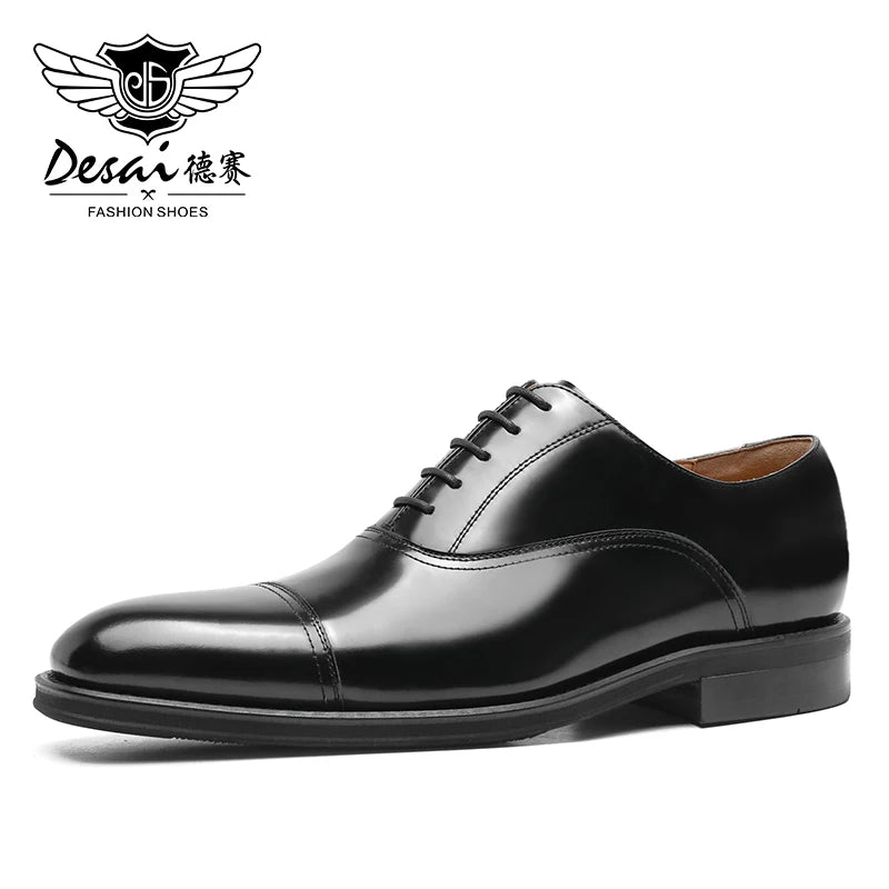 DESAI Handmade genuine leather business formal British Oxford men's shoes for high-end banquets, groom's wedding shoes.