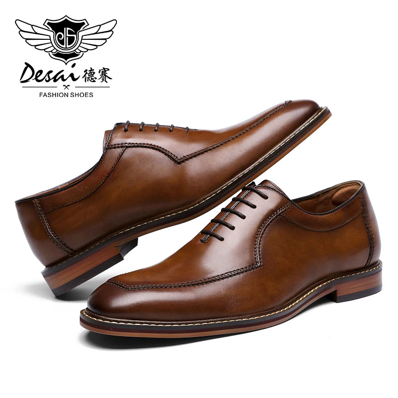 Desai Men Dress Shoes Oxfords Genuine Leather Italian Formal Shoes For Man Party Classic Black Height increasing Wedding Gifts