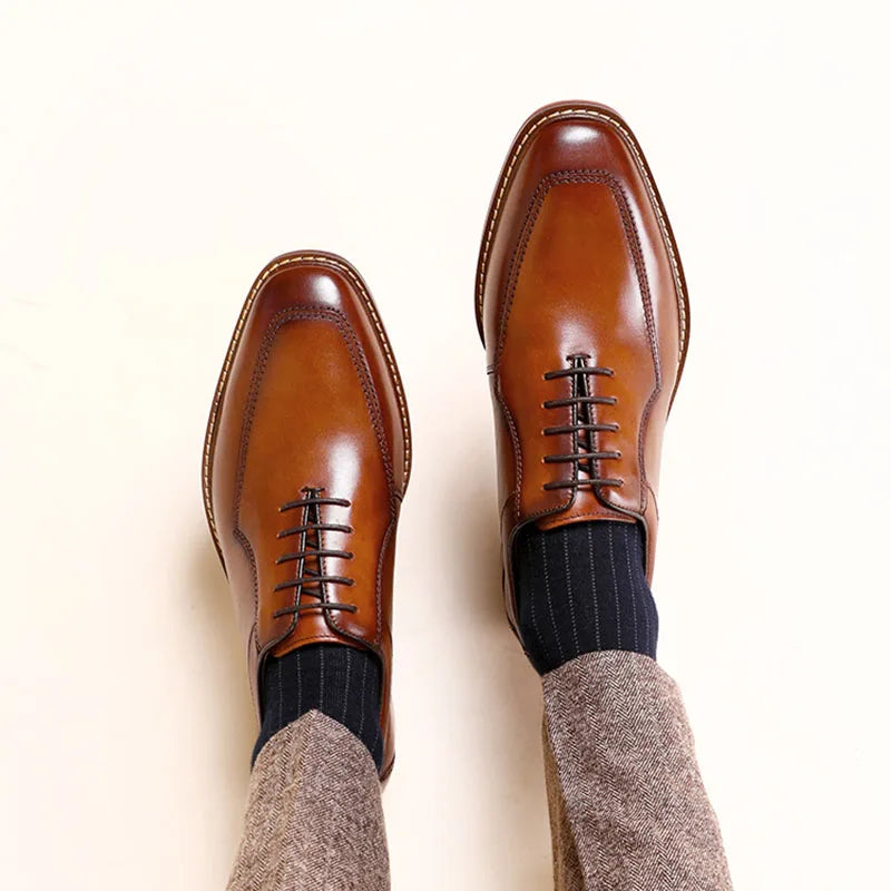 Desai Men Dress Shoes Oxfords Genuine Leather Italian Formal Shoes For Man Party Classic Black Height increasing Wedding Gifts