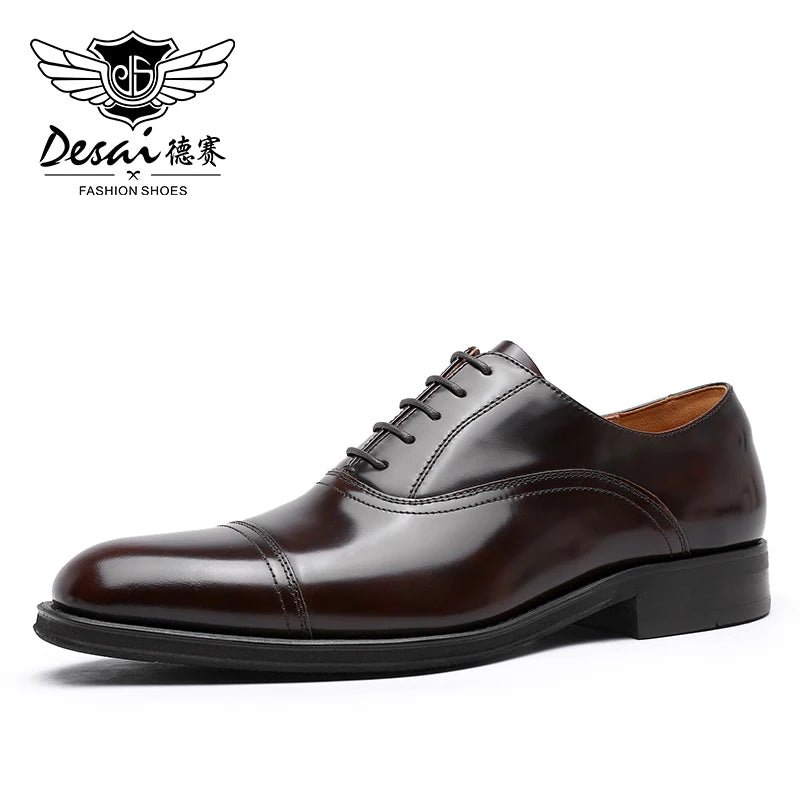DESAI Handmade genuine leather business formal British Oxford men's shoes for high-end banquets, groom's wedding shoes.