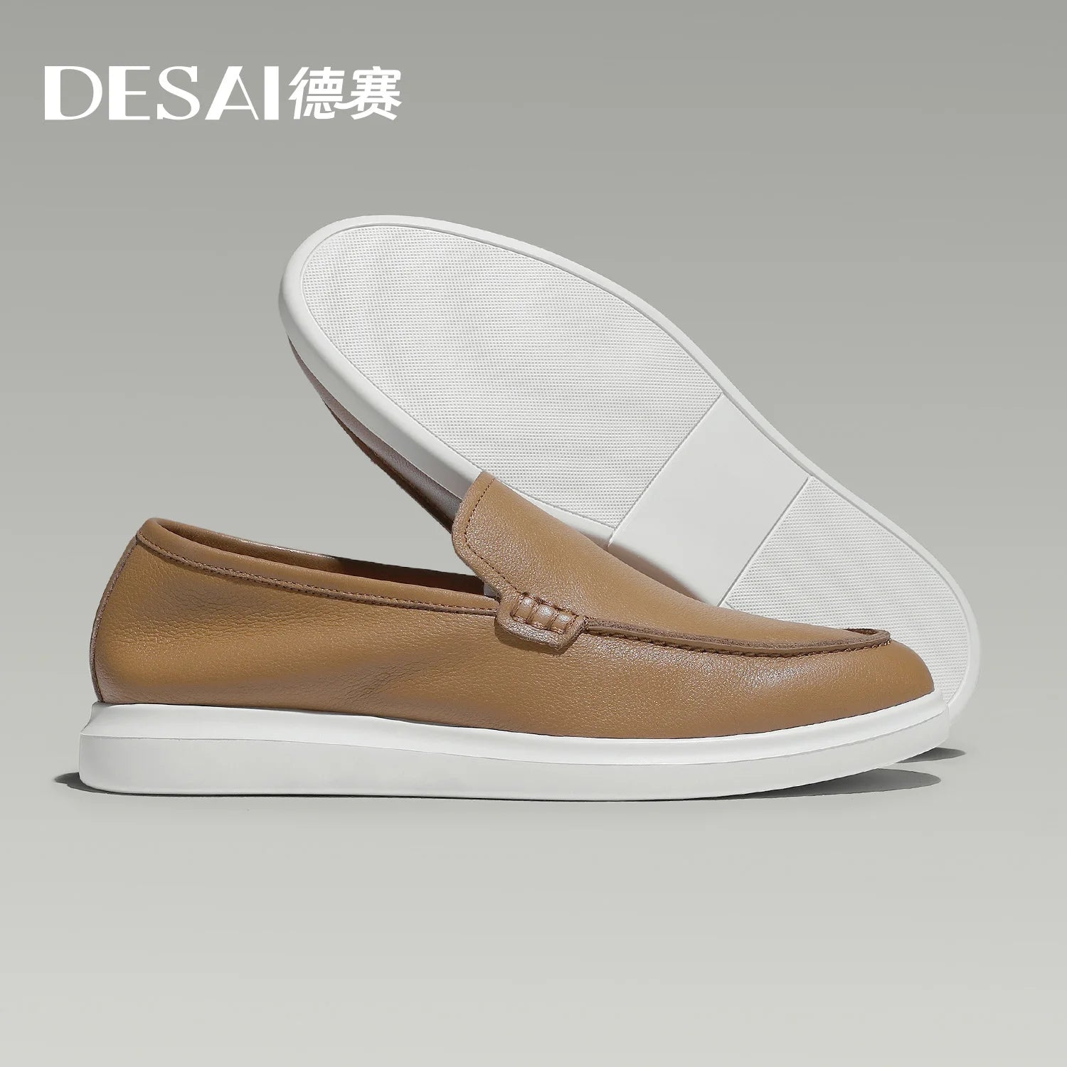 DESAI Lazy person slip-on casual shoes, special for driving, genuine leather bean shoes, soft sole men's shoes