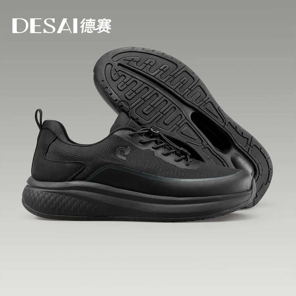 DESAI Summer breathable comfortable leisure shoes for men; mesh lightweight soft sole running sports shoes.