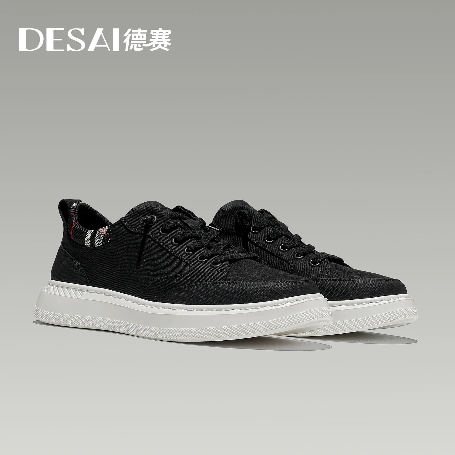 DESAI Lightweight soft sole casual plimsoll shoes for men, no laces, versatile, comfortable and breathable.