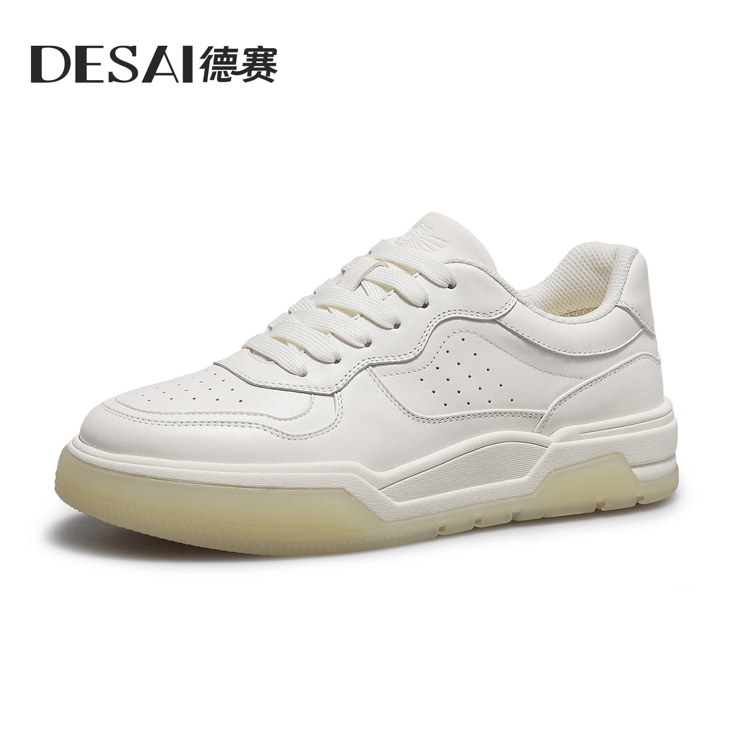 DESAI Leather skateboard shoes white shoes men's casual shoes height increasing shoes