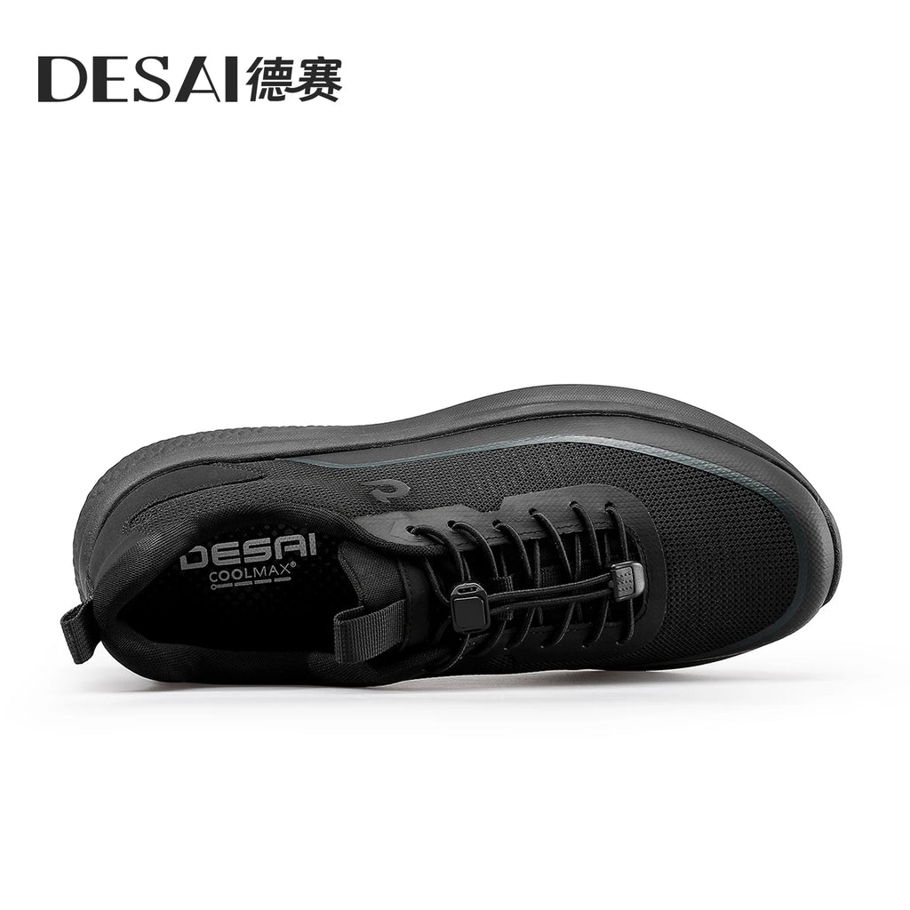 DESAI Summer breathable comfortable leisure shoes for men; mesh lightweight soft sole running sports shoes.