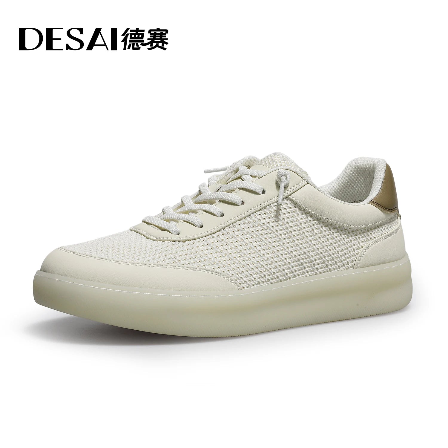 DESAI Breathable casual plimsolls for men; slip-on shoes with soft soles for commuting; white shoes.