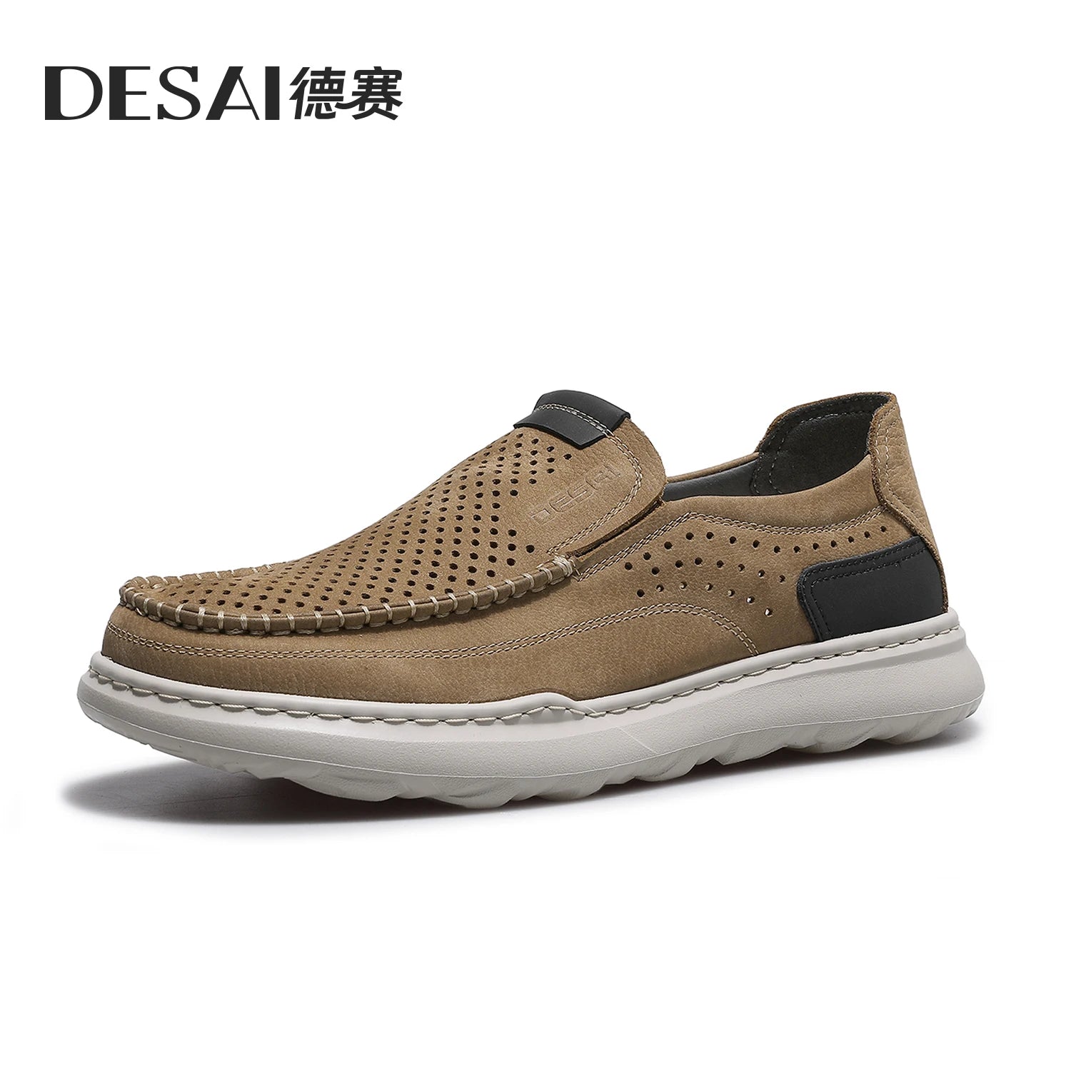 DESAI Breathable lazy soft sole leisure shoes perforated lightweight versatile men's shoes