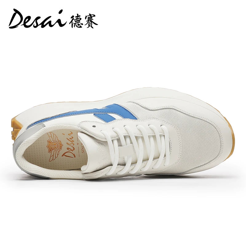 DESAI Men Casual Shoes Real Leather Designer Light Male Sneakers Laces Up Breathable New Arrival Hot Selling