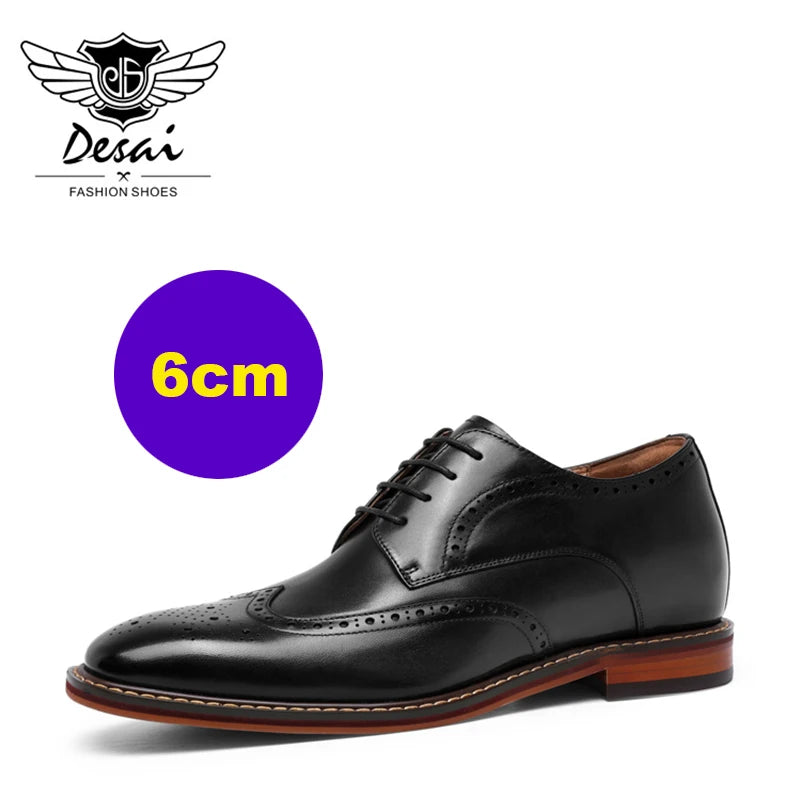 DESAI Business formal men's shoes British genuine leather leisure derby inner height increase wedding groom shoes