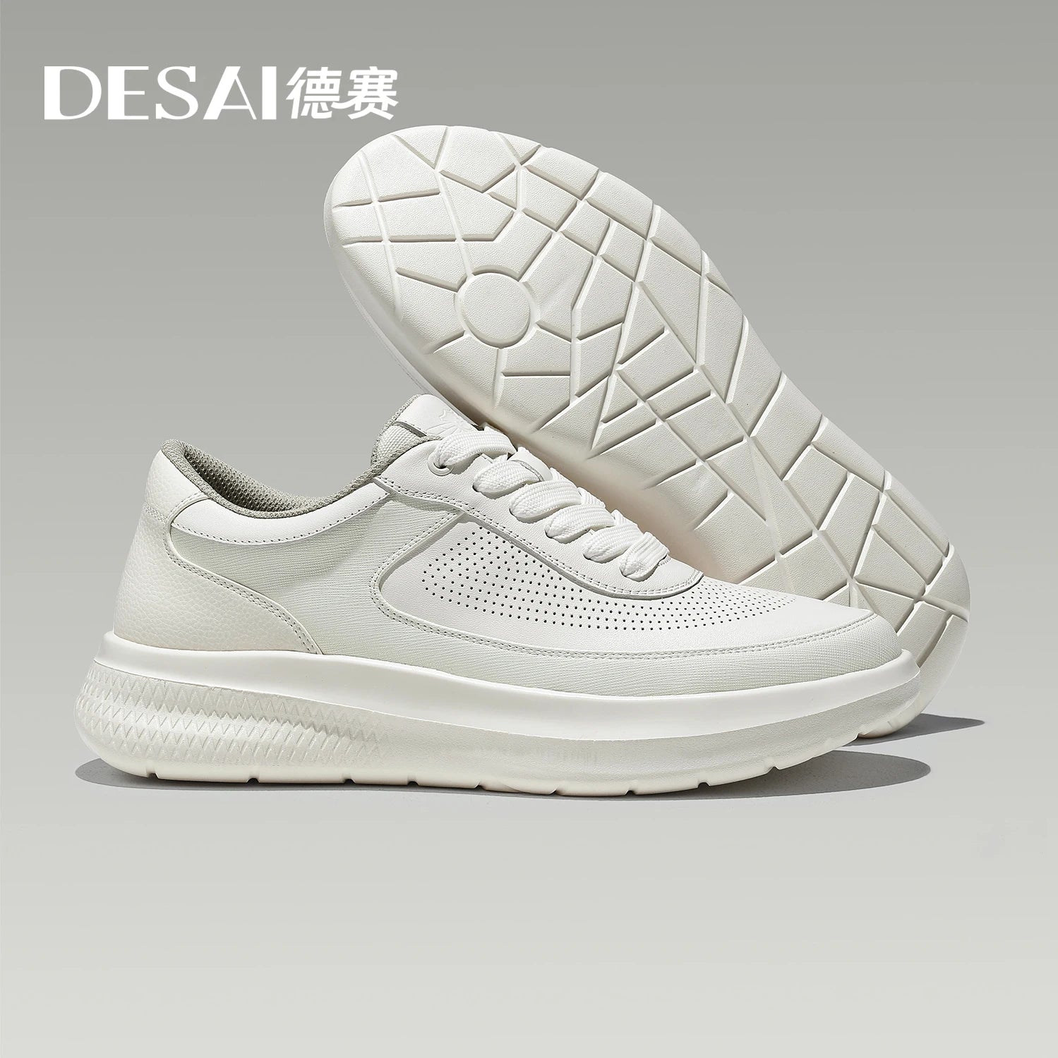 DESAI Leisure shoes with perforated ventilation, thick soles, height increasing, lightweight and versatile for men
