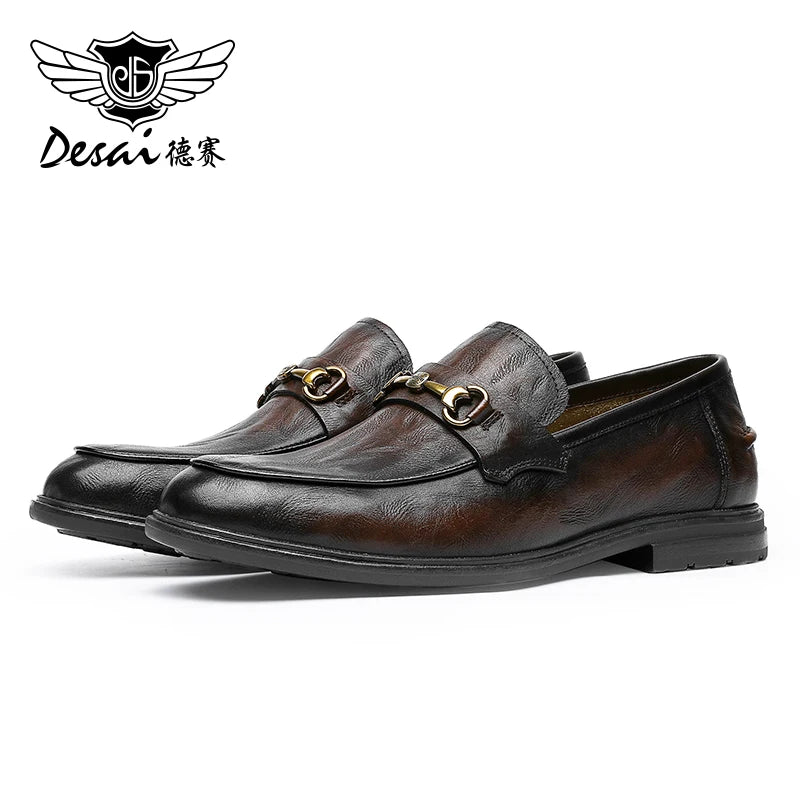DESAI Loafers For Men Luxury Brand Genuine Leather Casual Driving Shoes Fashion Work Designer 2025 New Arrival Original